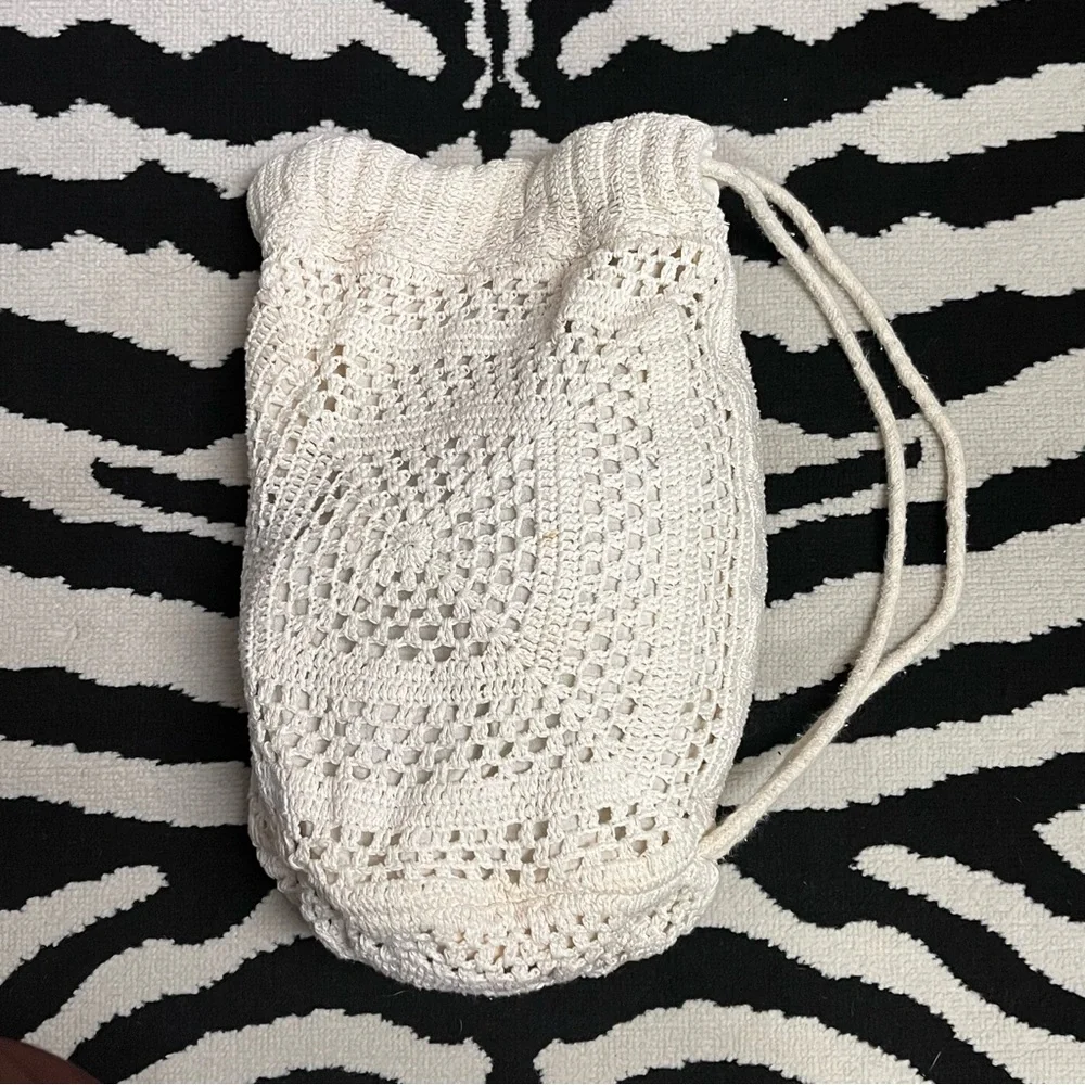 Boho Crochet Granny Square Bucket Bag